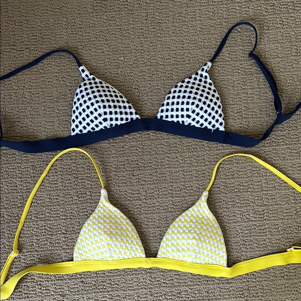 ONIA checkered gingham bikini tops